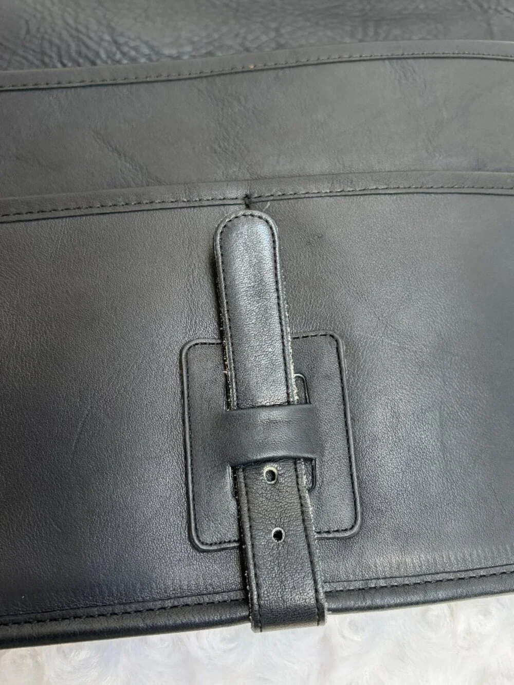 Rare Vintage Coach Buckled Clutch Long 9610 in Navy Leather - NYC made 1977, EVC
